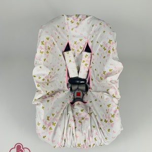 Protector de asiento de coche para bebé con diseño de mariposas y fundas para correas, 100 % algodón orgánico, regalo personalizado para baby shower o mamá