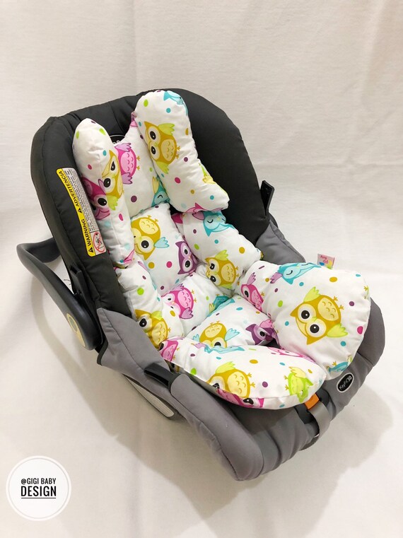 Car Seat Cushion Pillow Liner With Headsupport For Baby Girl - Baby Boy Owl Car Seat Cover Car Seat Cushion Pillow Liner With Headsupport For Baby Girl - Baby Boy Owl Car Seat Cover