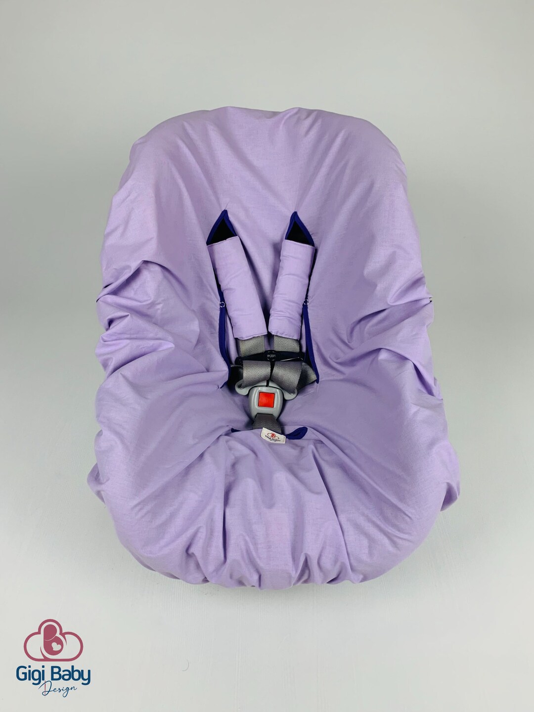 Infant Car Seat Liner Protector for Kids in Lilac With Strap Covers, 100 Organic Cotton