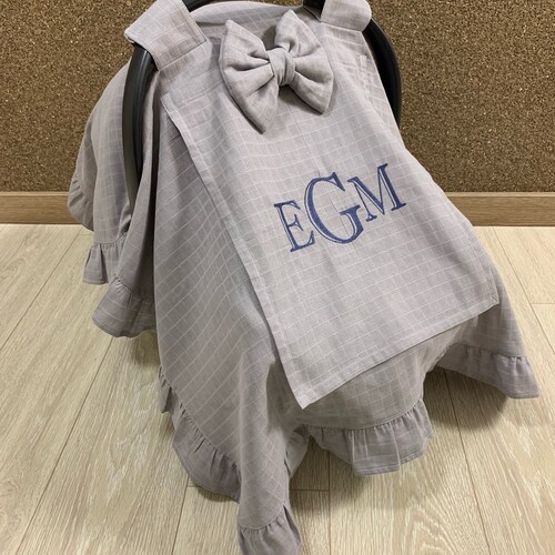 Car Seat Canopy Cover Baby Girl and Boy Gray Muslin Gauze With Etsy