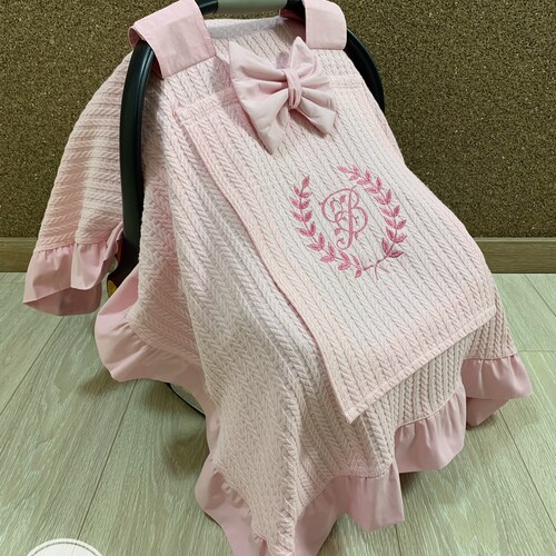 Car Seat Canopy Cover Baby Boy and Girl With Pink Pique and Etsy