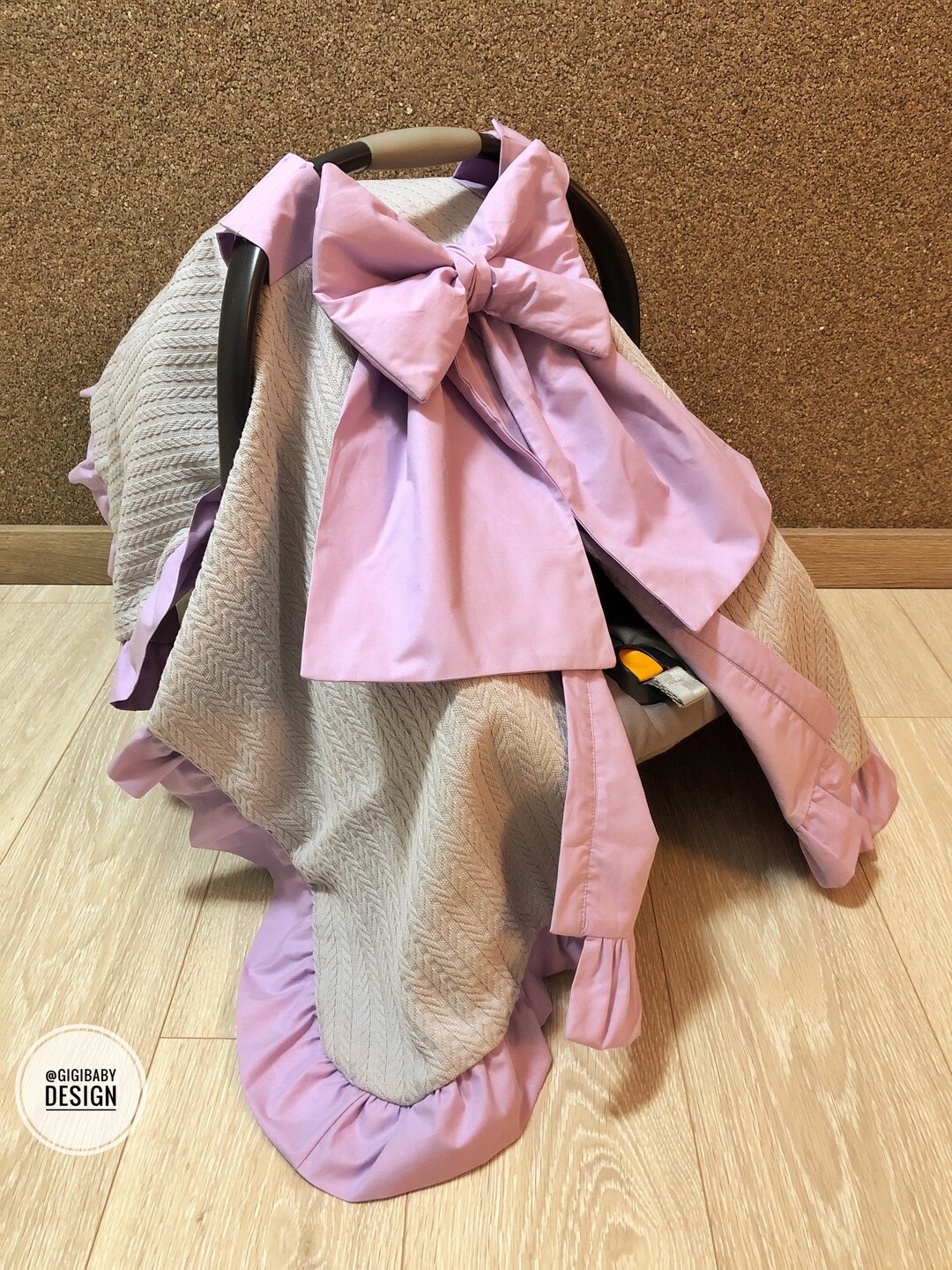 Car Seat Canopy Cover Baby Girl and Boy With Gray Pique Fabric Etsy