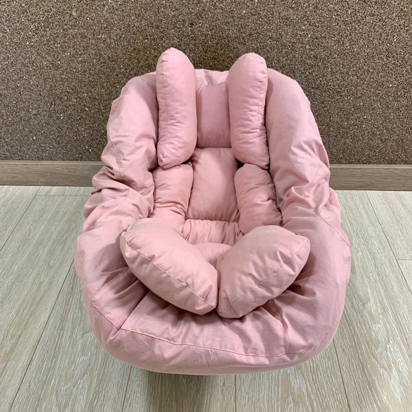 Coussin de siège de voiture / Oreiller d'appui-tête pour bébé fille et garçon en rose poudré