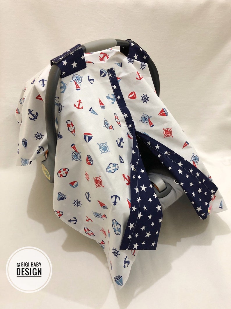 Car Seat Canopy Cover for Baby Boy With Navy and Red Sailor Etsy