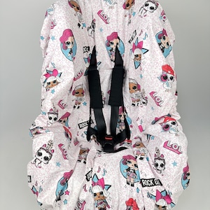 Autositzbezüge Schutzfolie für Mädchen in rosa Puppendruck mit Strap Covers, Geburtstagsgeschenk, Weihnachtsgeschenk