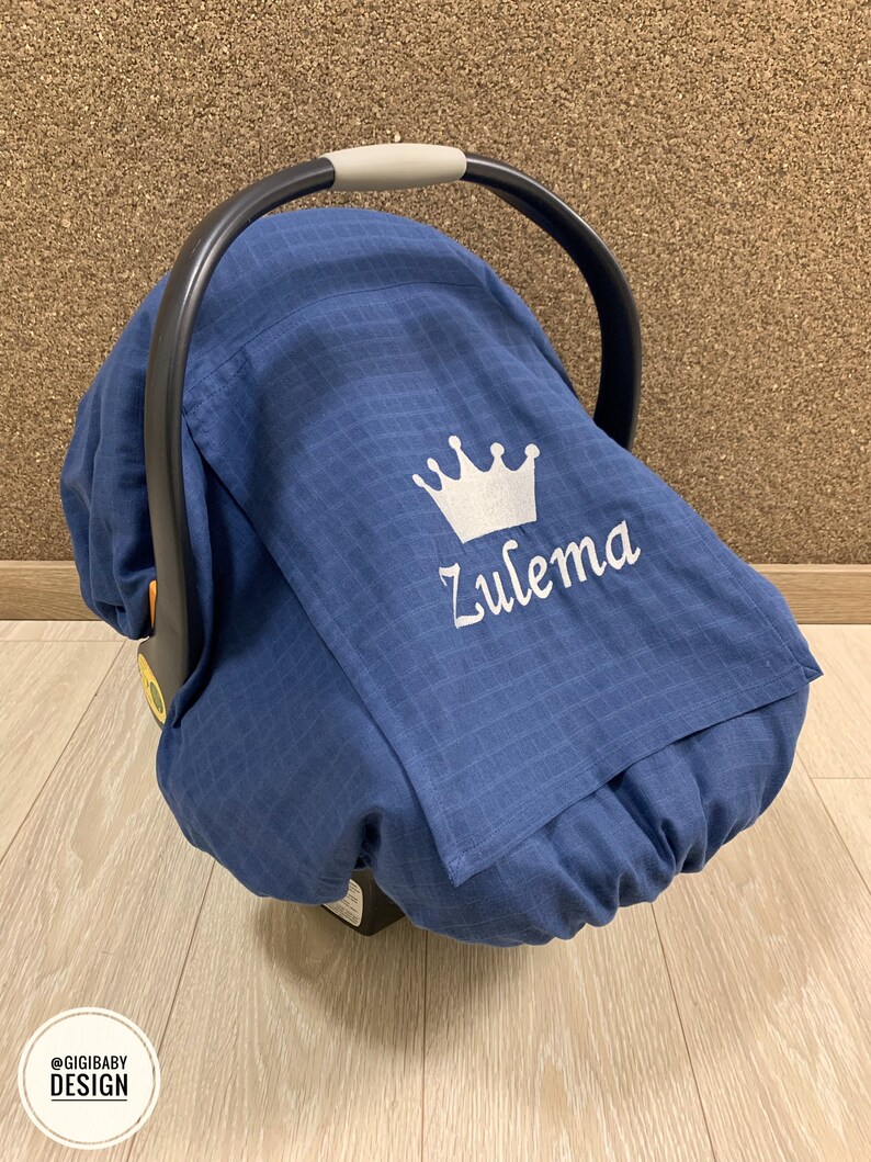 Handleless Car Seat Canopy Cover Baby Boy Muslin Gauze Denim Etsy