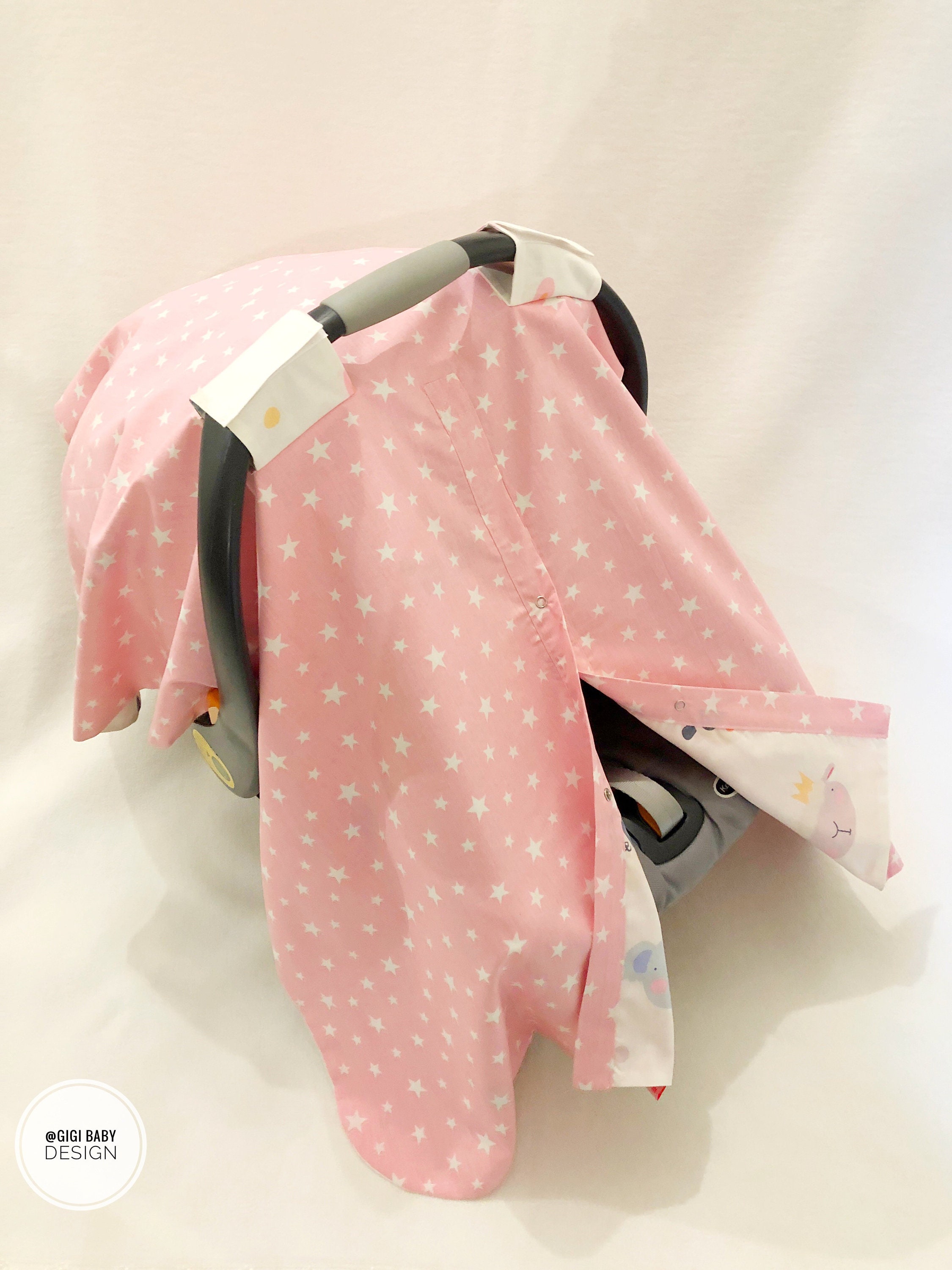 Car Seat Canopy Cover Baby Girl with Animal and Pink Star Etsy
