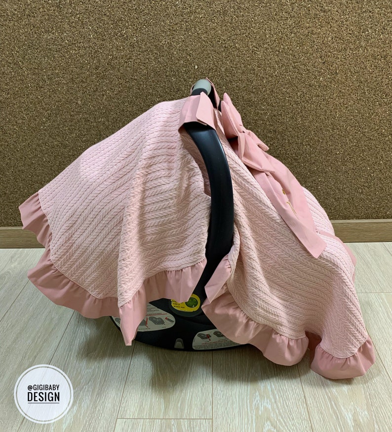 Car Seat Canopy Cover Baby Girl in Single Layered Blush Pique Etsy