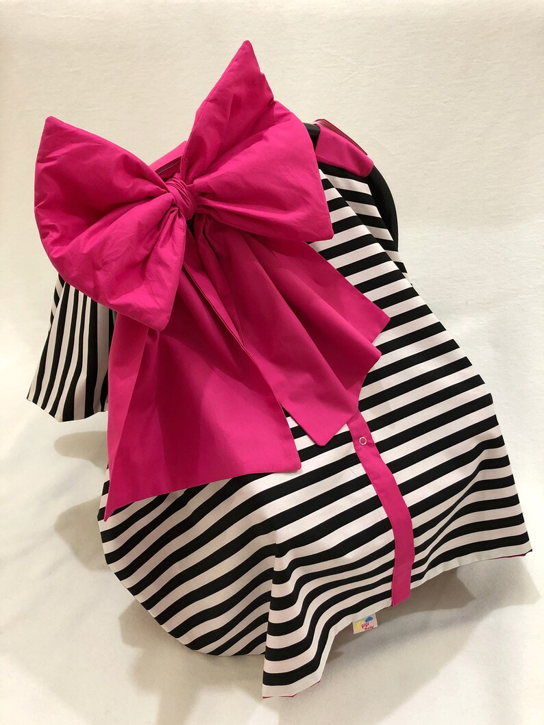 Car Seat Canopy Cover With Big Bow for Baby Girl With Black & Etsy