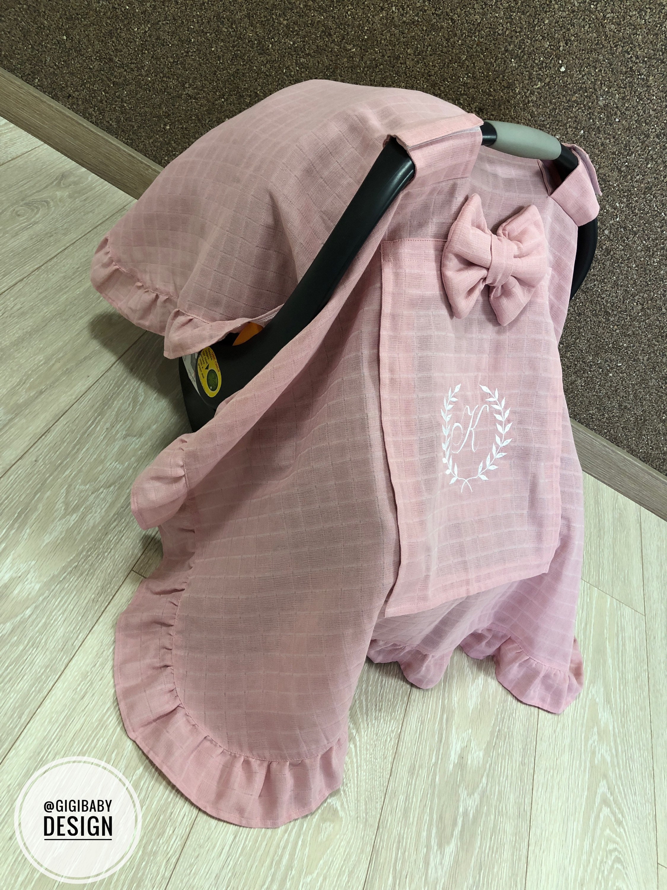 Muslin Car Seat Canopy Cover Baby Girl DARK BLUSH With Net Etsy