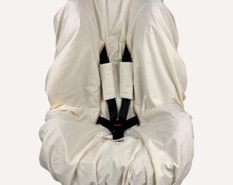 Cream Toddler Car Seat Liner | Breathable Waterproof Cover | Optional Strap Covers | Carseat Protector Cover