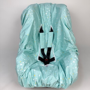 Wasserdichter Kleinkind-Autositzschoner für Kinder in Mint Star Baumwollstoff mit Strap Covers
