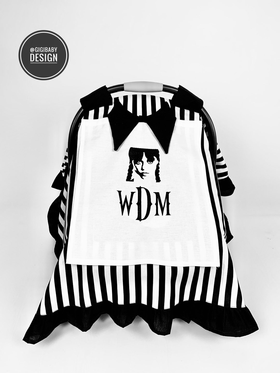 Wednesday Addams Car Seat Canopy Cover Baby Girl and Boy Black and
