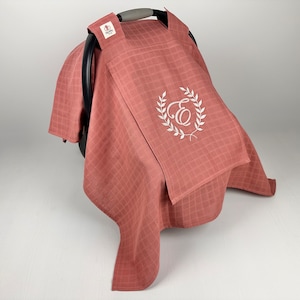Funda para asiento de coche para bebé niña y niño, gasa de muselina rosa con ventana de malla Peekaboo, funda para asiento de coche personalizada, regalo para baby shower