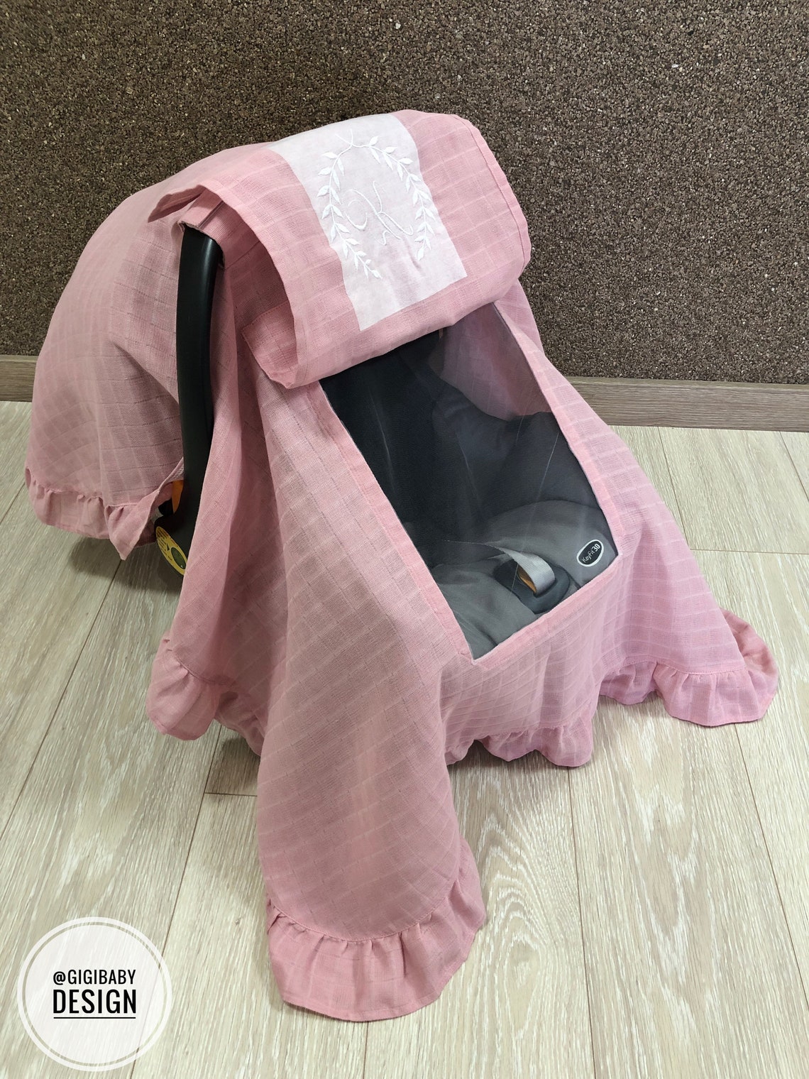 Muslin Car Seat Canopy Cover Baby Girl DARK BLUSH With Net Etsy