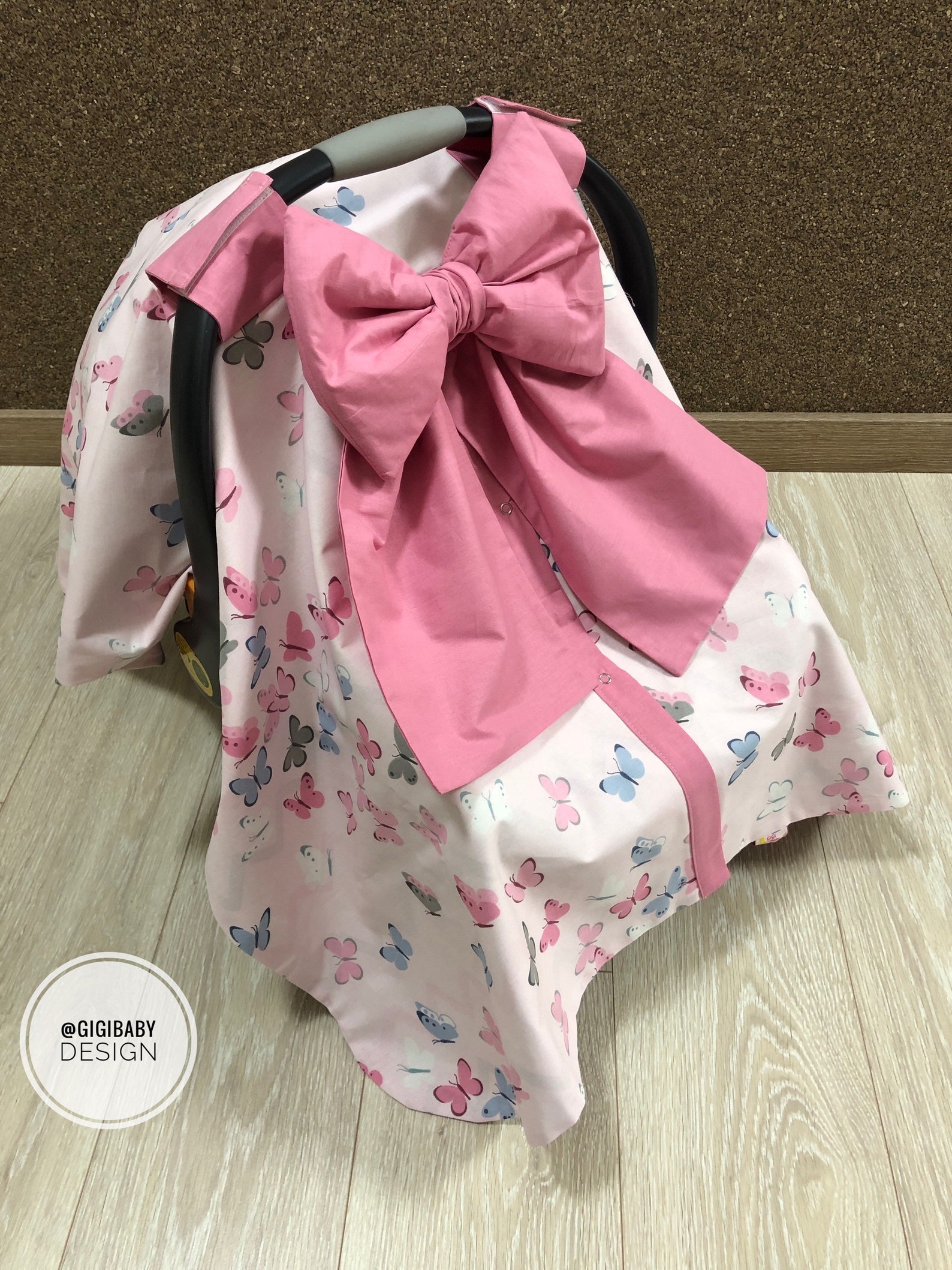 Car Seat Canopy Cover Baby Girl With Pink Butterfly and Etsy