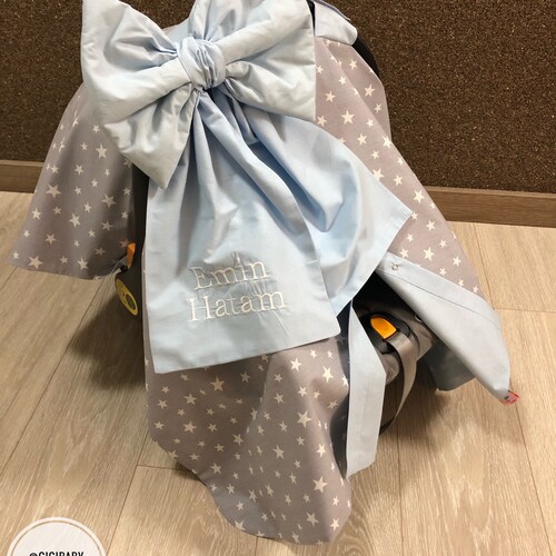 Gray Stars and Baby Blue Car Seat Canopy Cover for Baby Boy Etsy