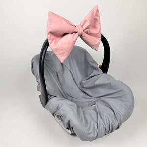 Fotelik samochodowy Bow Baby Girl - Bow Baby Shower - Big Blush Bow do wózka dziecięcego - Bow Baby Girl Nursery