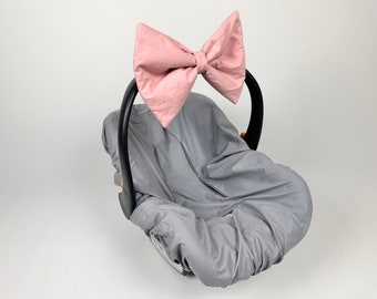 Bow Baby Girl Car Seat - Bow Baby Shower - Big Blush Bow for Baby Stroller - Bow Baby Girl Nursery