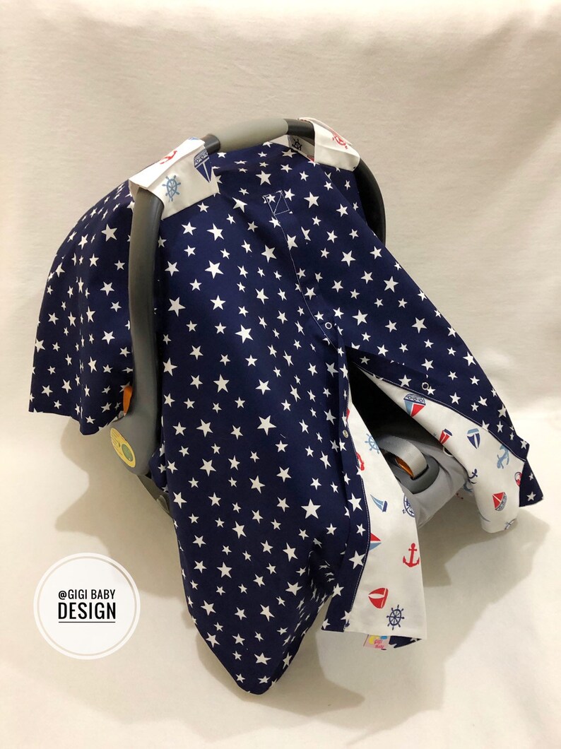 Car Seat Canopy Cover for Baby Boy With Navy and Red Sailor Etsy