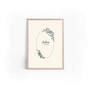 Impresión de póster personalizada, descarga digital, impresión con nombre, regalo personal, anuncio de nacimiento