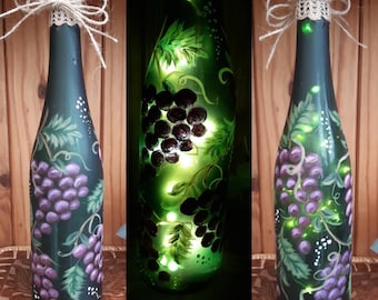 Vase with grapes | Etsy VINTAGE GRAPES VINE Shape Glass Bottle
