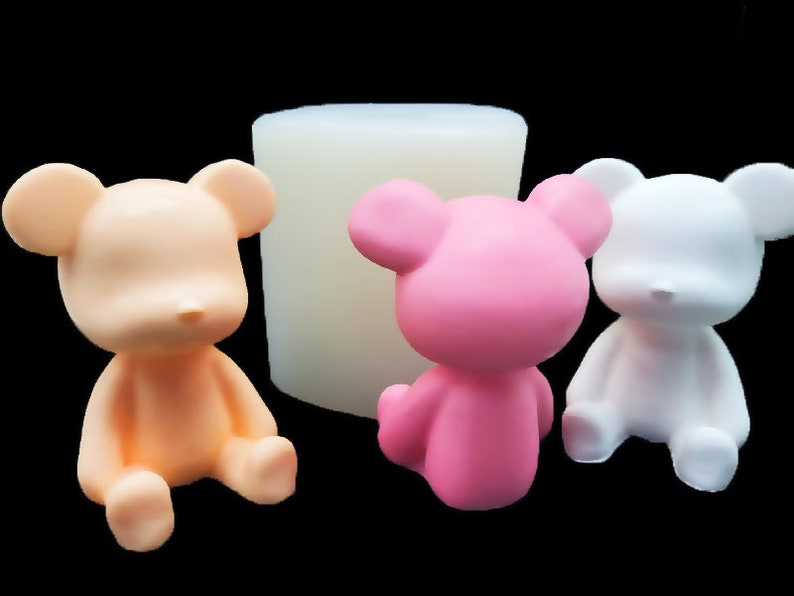 Silicone Mold Chocolate Candle Ornament Soap Mould Fondant Polymer Clay Soap Making Melting Wax Resin 2D Bear S