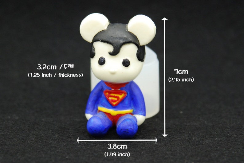 Silicone Mold Mould Sugarcraft Candle Soap Chocolate Polymer Clay Melting Wax Resin Tools Ornament Handmade 2D Bear Superman