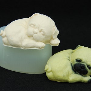 Sleeping Dog Silicone Mold Cute Puppy Mold Pudding Cupcake 