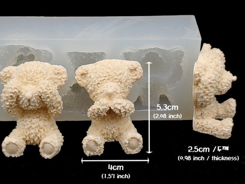 Silicone Mold Mould Sugarcraft Candle Soap Chocolate Polymer Clay Melting Wax Resin Tools Ornament Handmade 2D Teddy bear 3SET