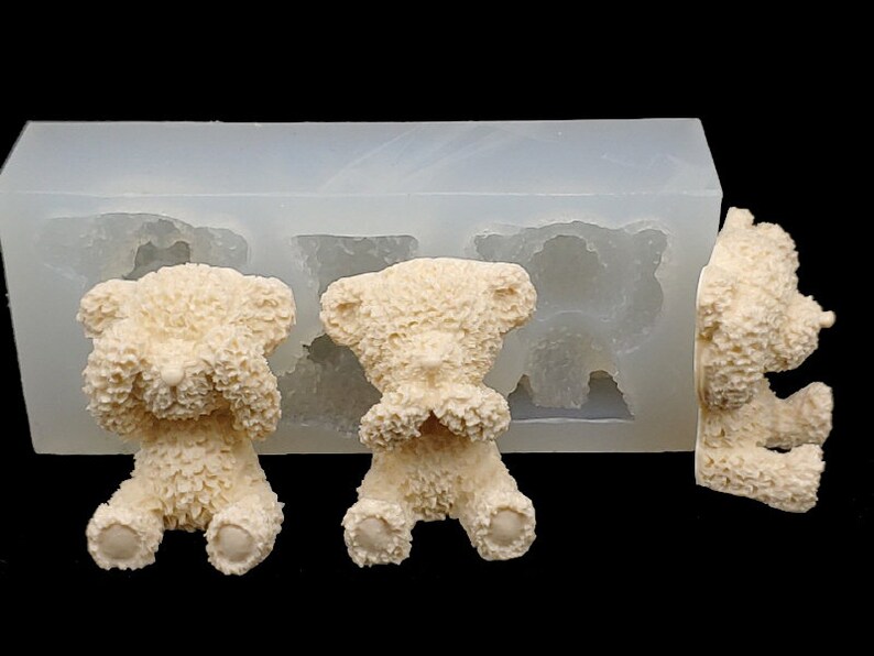 Silicone Mold Mould Sugarcraft Candle Soap Chocolate Polymer Clay Melting Wax Resin Tools Ornament Handmade 2D Teddy bear 3SET