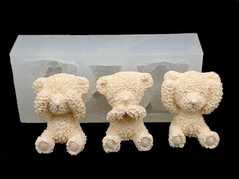 Silicone Mold Mould Sugarcraft Candle Soap Chocolate Polymer Clay Melting Wax Resin Tools Ornament Handmade 2D Teddy bear 3SET