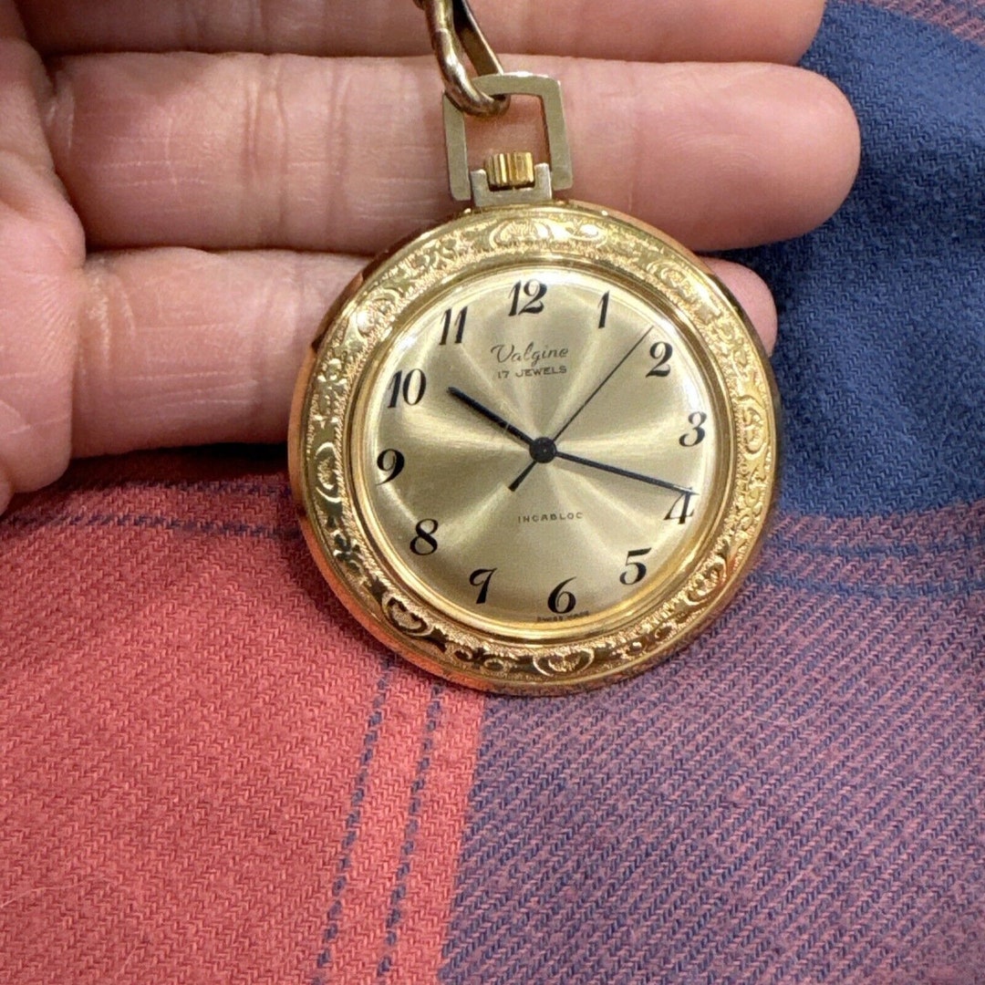 Valgine 17J Swiss Pocket Watch 45mm Case Working Handwind Etsy