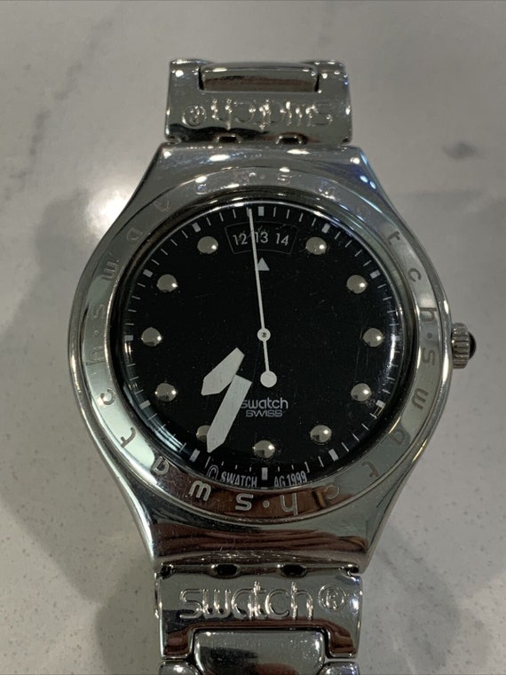 1999 Swatch Irony With Date Silver Tone 36mm Case Gem