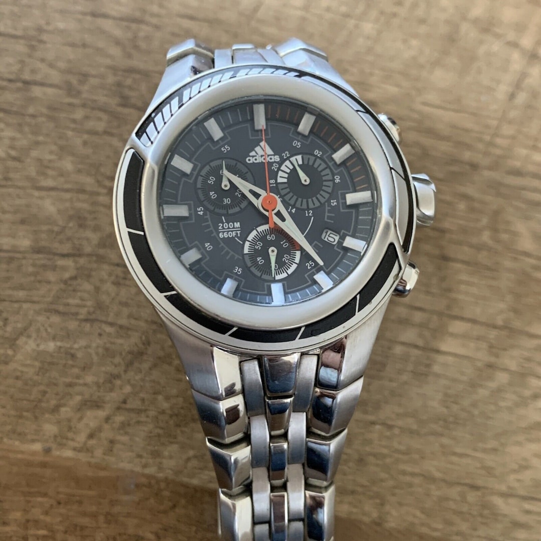 Adidas Chronograph Steel Watch New Battery Fits Max 5.75 Inch