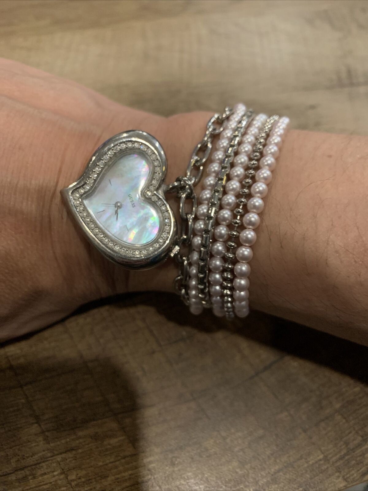 Guess mother of pearl watch sale