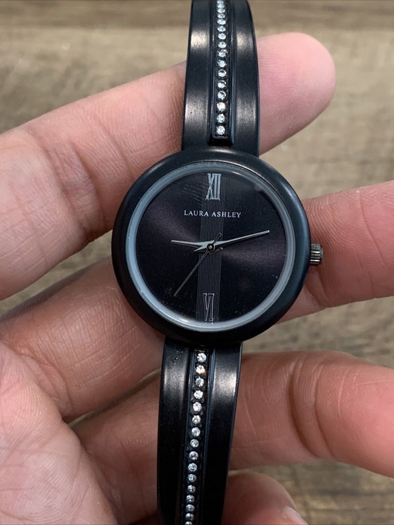 Laura Ashley black watch with rhinestones 28mm case fits a max 5.5