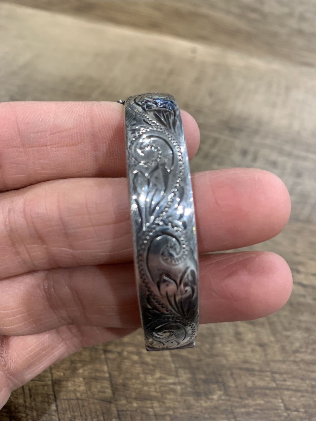 Vintage Sterling 925 Hinged Bangle Bracelet Marked CPS 18gm Etsy