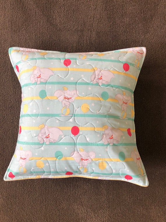 Dumbo Cushion Cover Quilted Mint Green and Grey Dumbo the Etsy