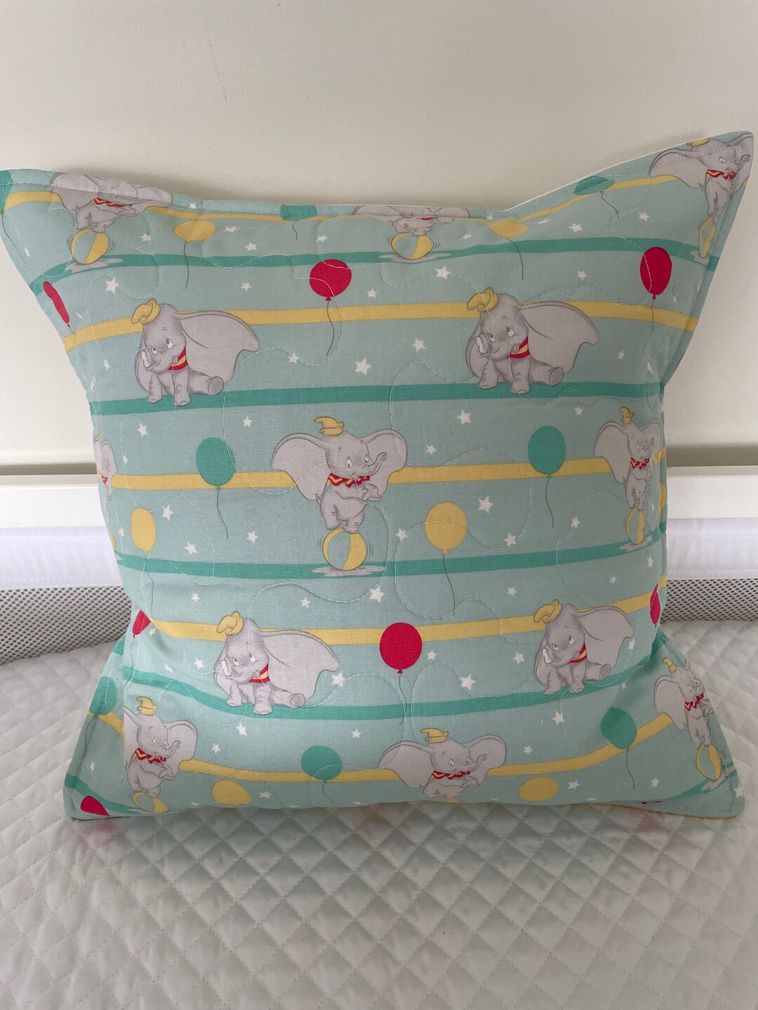 Dumbo Cushion Cover Quilted Mint Green Grey Dumbo the Etsy