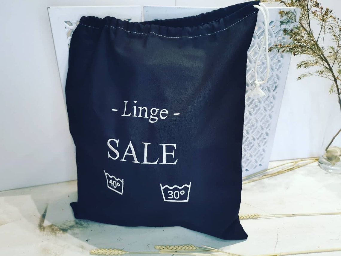 That Dirty Black Bag Large black black black dirty laundry bag embroidered white | Etsy
