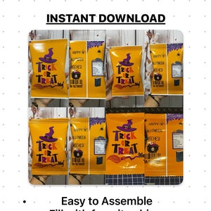 Halloween Chip Bag Digital File/  Trick or Treat Chip Bag instant download/ Chip Bag templates