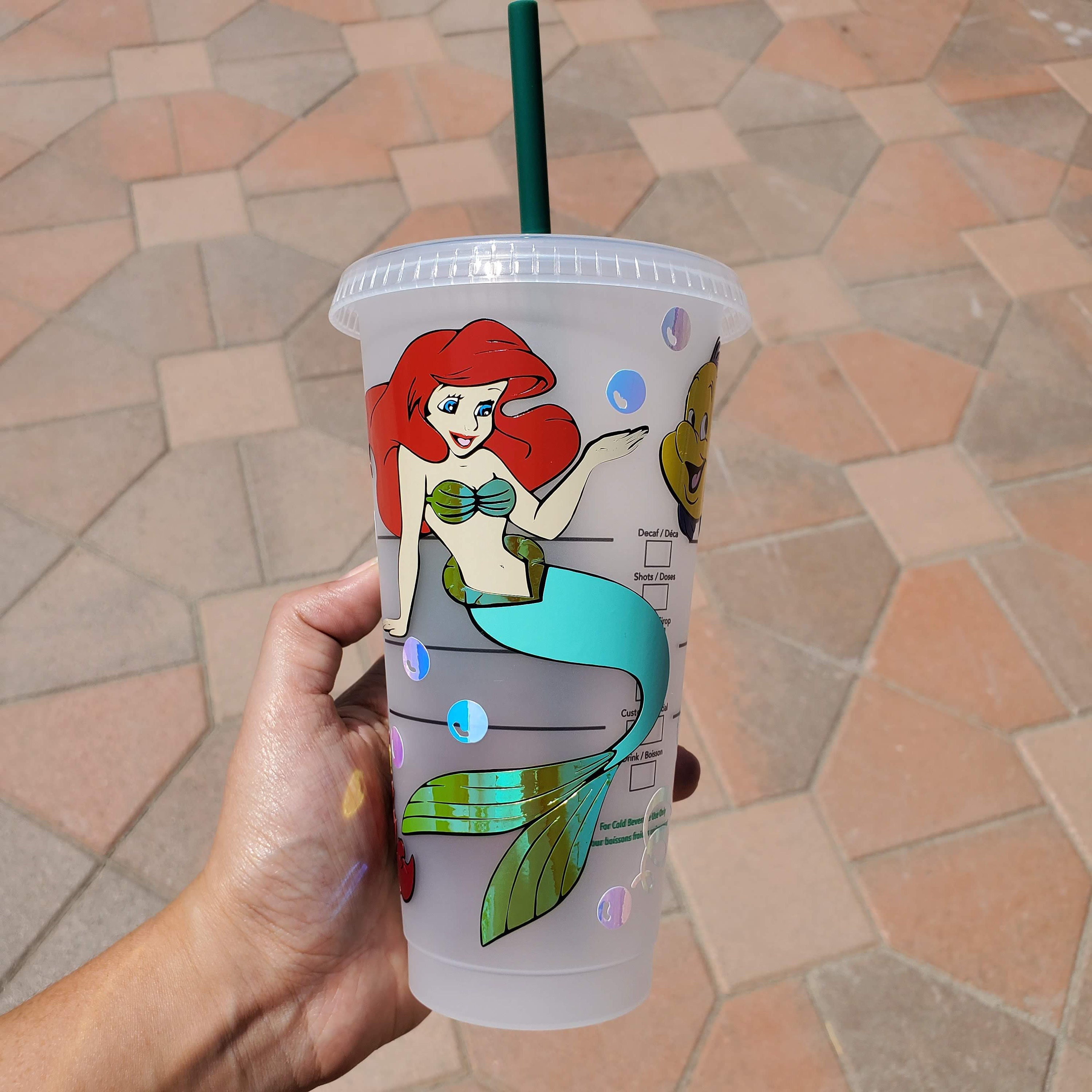 The Little Mermaid Starbucks Reusable Cold Cup/ Ariel Etsy