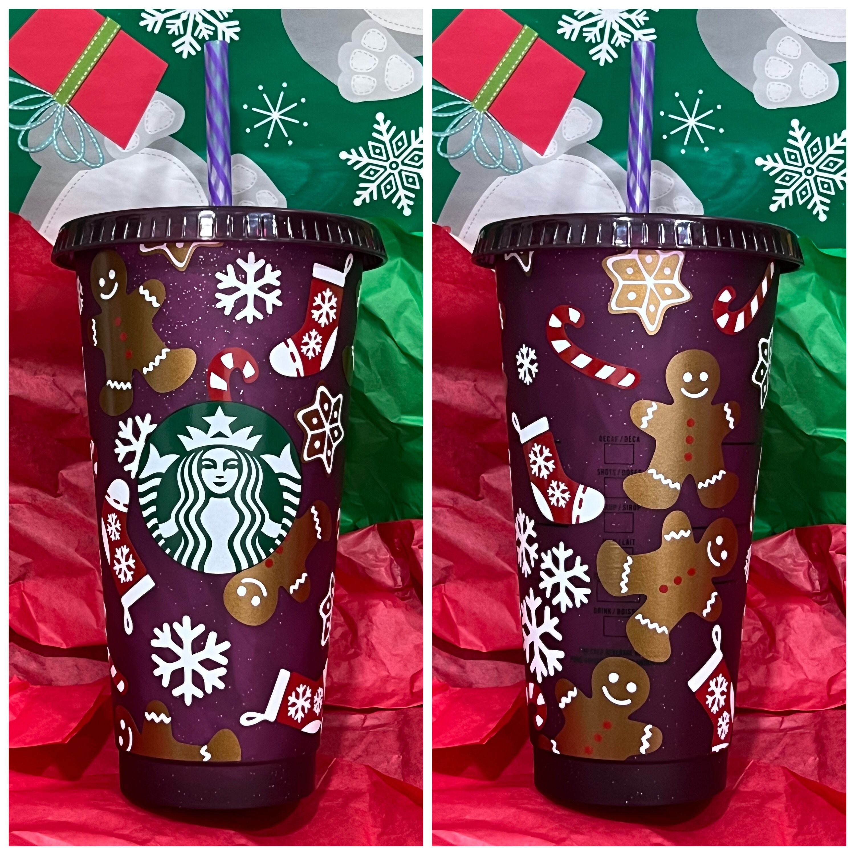 Holiday Tumbler Cup with Handle Gingerbread