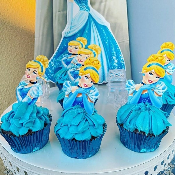 Cinderella Cupcake Toppers/ Cupcake Toppers/ Princess Cupcake Toppers/ Disney Cupcake Toppers/Cinderella Birthday Theme/ Cinderella Decor