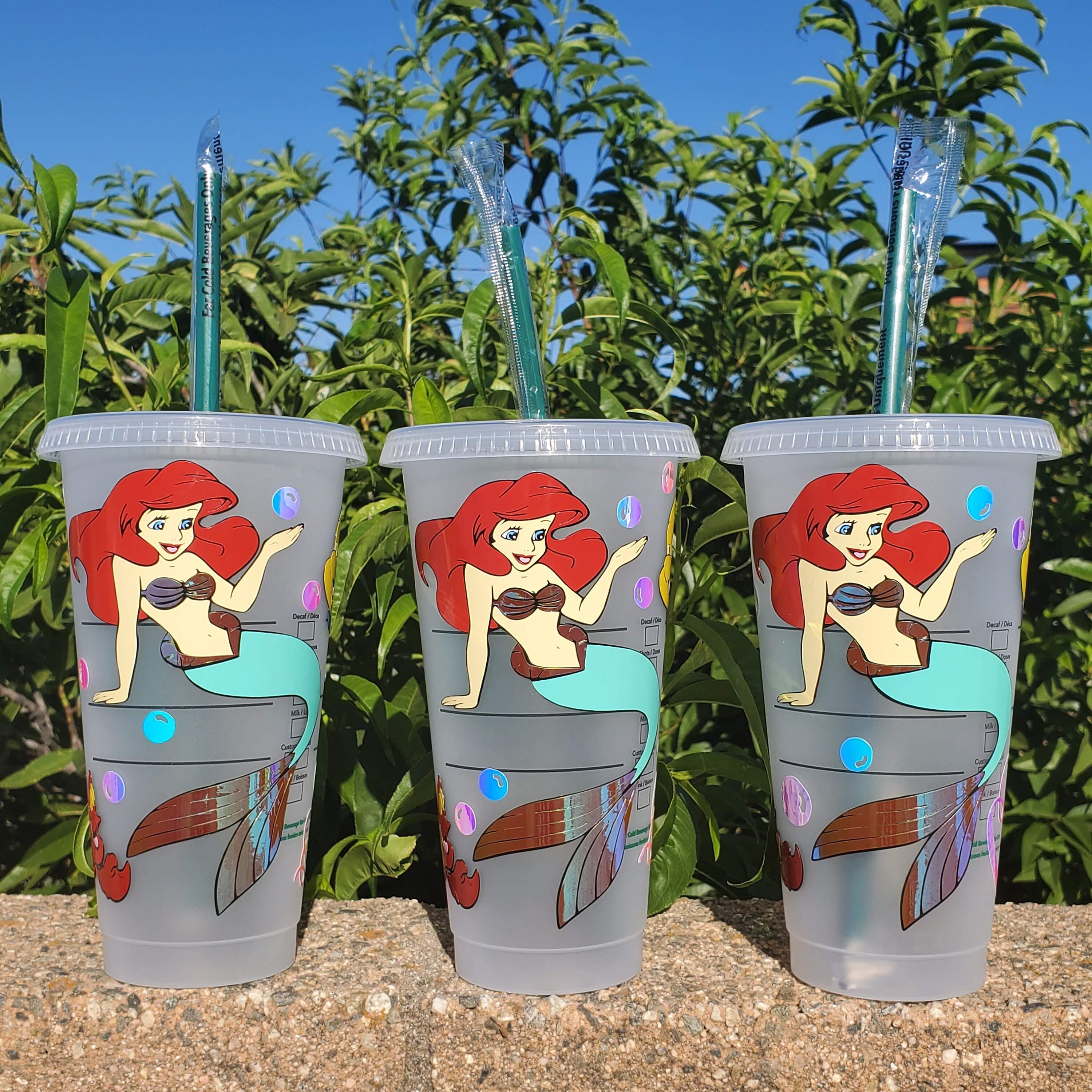 The Little Mermaid Starbucks Reusable Cold Cup/ Ariel Etsy