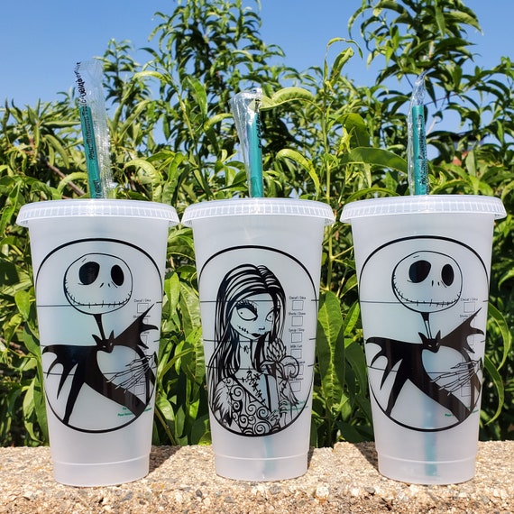 Nightmare before Christmas starbucks cup! Jack and Sally cup Drink