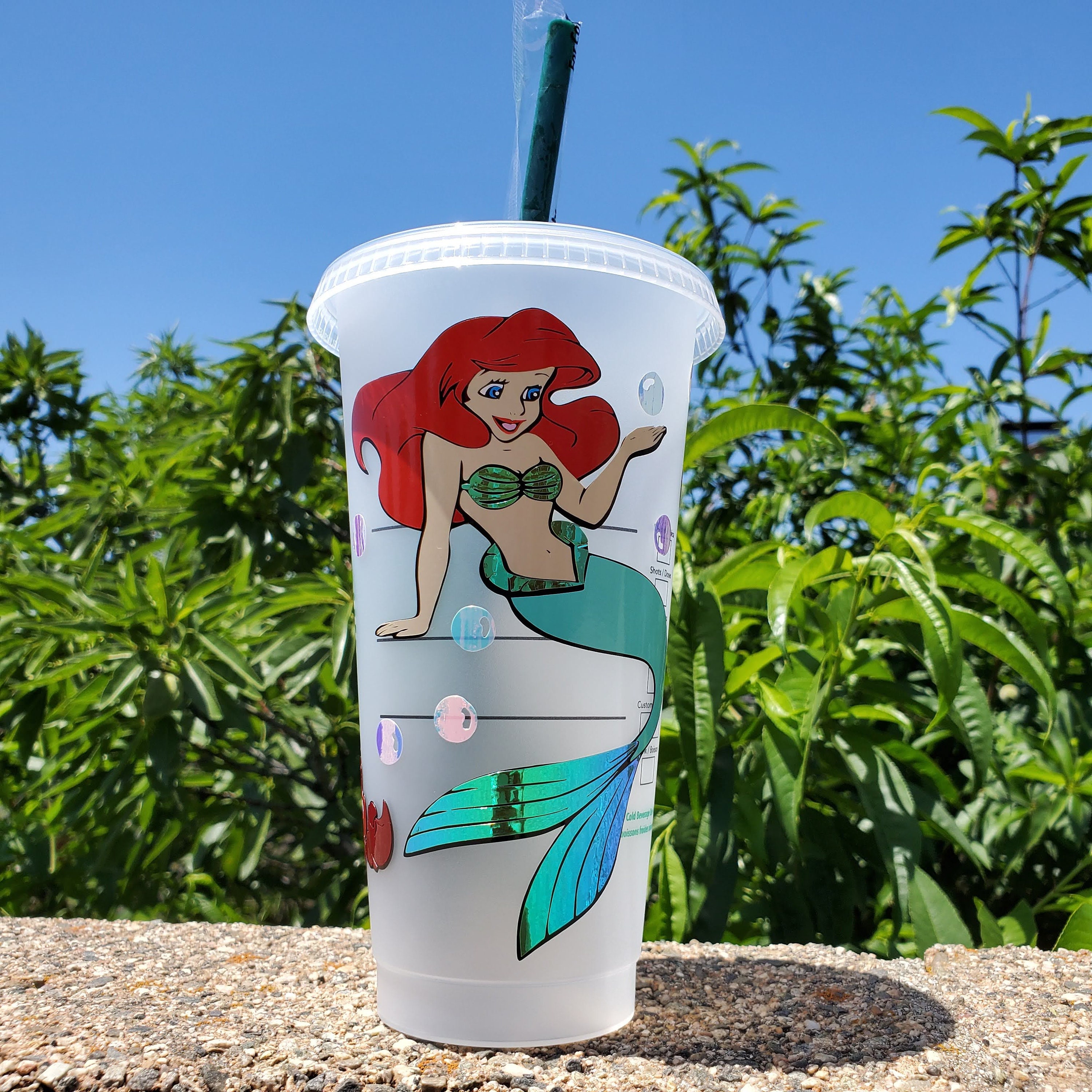 The Little Mermaid Starbucks Reusable Cold Cup/ Ariel Etsy
