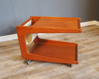 Teak newspaper trolley, side table, 50s, 60s