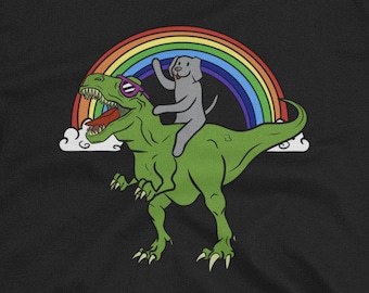 Drôle Weimaraner Riding T Rex Dinosaur Shirt, Mignon Weimaraner T-Shirt, Weimaraner Dog Tee